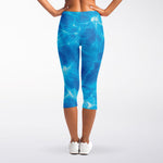 Blue Water Surface Print Women's Capri Leggings
