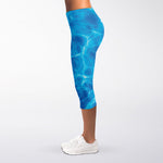 Blue Water Surface Print Women's Capri Leggings