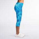Blue Water Surface Print Women's Capri Leggings