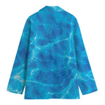 Blue Water Surface Print Women's Cotton Blazer