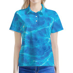 Blue Water Surface Print Women's Polo Shirt