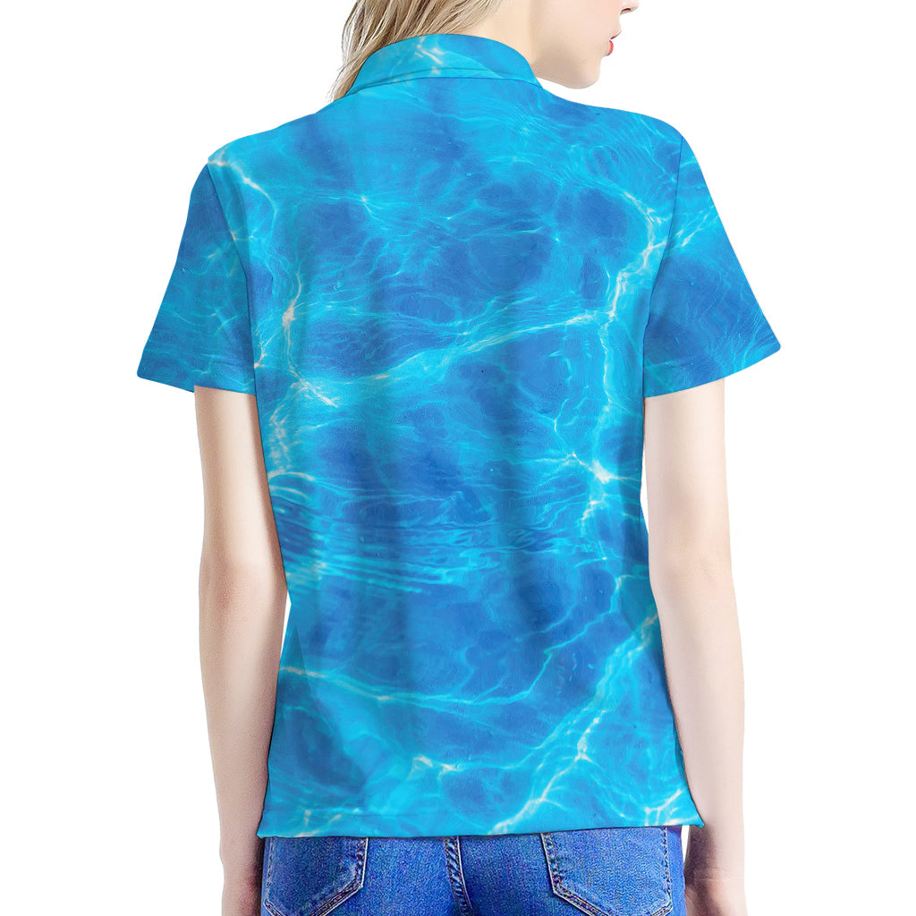 Blue Water Surface Print Women's Polo Shirt