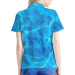 Blue Water Surface Print Women's Polo Shirt
