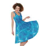 Blue Water Surface Print Women's Sleeveless Dress