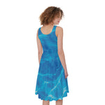 Blue Water Surface Print Women's Sleeveless Dress