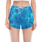 Blue Water Surface Print Women's Split Running Shorts
