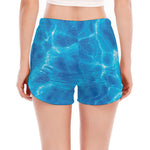 Blue Water Surface Print Women's Split Running Shorts