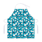 Blue Watercolor Butterfly Pattern Print Adjustable Apron