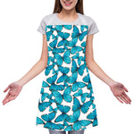 Blue Watercolor Butterfly Pattern Print Adjustable Apron