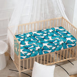 Blue Watercolor Butterfly Pattern Print Baby Crib Sheet