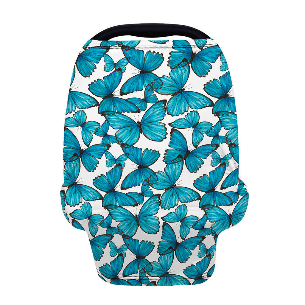 Blue Watercolor Butterfly Pattern Print Baby Seat Cover