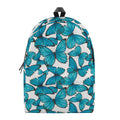 Blue Watercolor Butterfly Pattern Print School Backpack