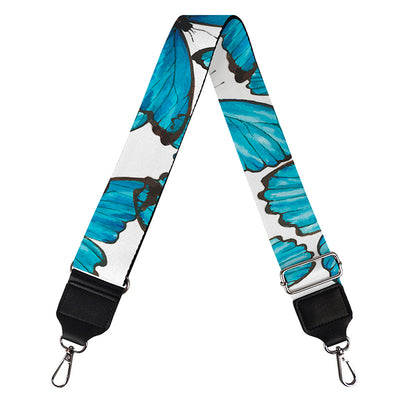 Blue Watercolor Butterfly Pattern Print Bag Strap