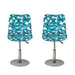 Blue Watercolor Butterfly Pattern Print Bar Stool Covers