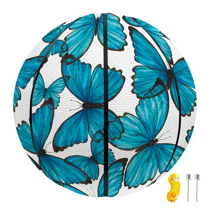Blue Watercolor Butterfly Pattern Print Basketball