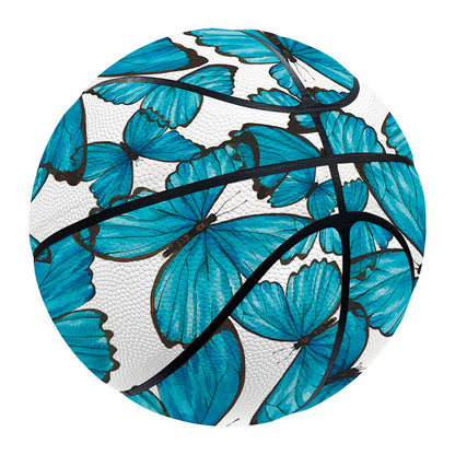 Blue Watercolor Butterfly Pattern Print Basketball