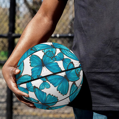 Blue Watercolor Butterfly Pattern Print Basketball