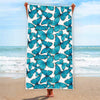 Blue Watercolor Butterfly Pattern Print Beach Towel