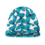 Blue Watercolor Butterfly Pattern Print Beanie