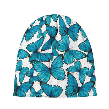 Blue Watercolor Butterfly Pattern Print Beanie