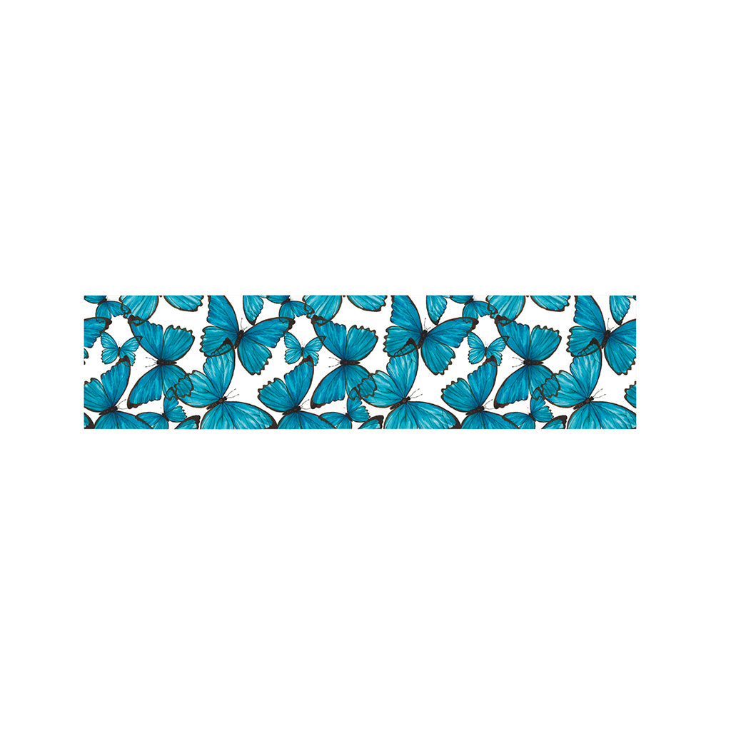 Blue Watercolor Butterfly Pattern Print Bed Runner
