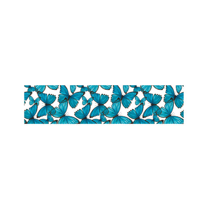 Blue Watercolor Butterfly Pattern Print Bed Runner