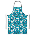 Blue Watercolor Butterfly Pattern Print Bib Apron With Pocket