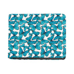Blue Watercolor Butterfly Pattern Print Bifold Wallet