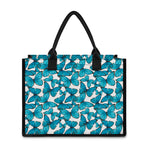 Blue Watercolor Butterfly Pattern Print Canvas Tote Bag