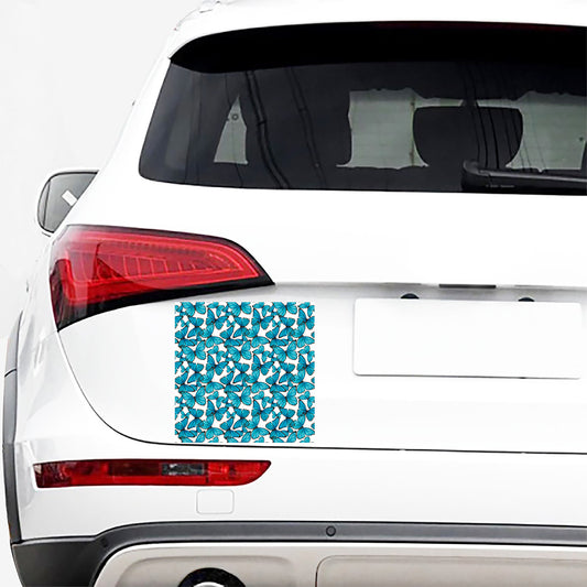 Blue Watercolor Butterfly Pattern Print Car Sticker