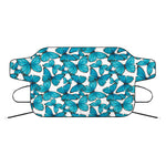 Blue Watercolor Butterfly Pattern Print Car Windshield Snow Cover