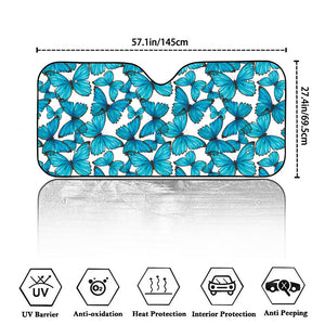 Blue Watercolor Butterfly Pattern Print Car Windshield Sun Shade