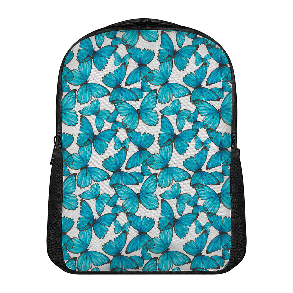 Blue Watercolor Butterfly Pattern Print Casual Backpack