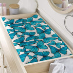 Blue Watercolor Butterfly Pattern Print Changing Pad Cover