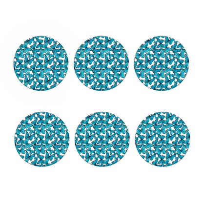 Blue Watercolor Butterfly Pattern Print Coaster Set