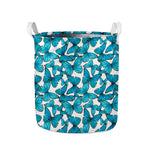 Blue Watercolor Butterfly Pattern Print Collapsible Laundry Basket