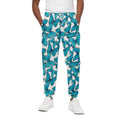 Blue Watercolor Butterfly Pattern Print Cotton Sweatpants