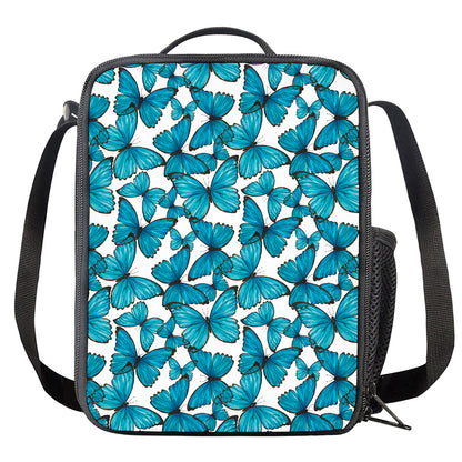 Blue Watercolor Butterfly Pattern Print Crossbody Lunch Bag