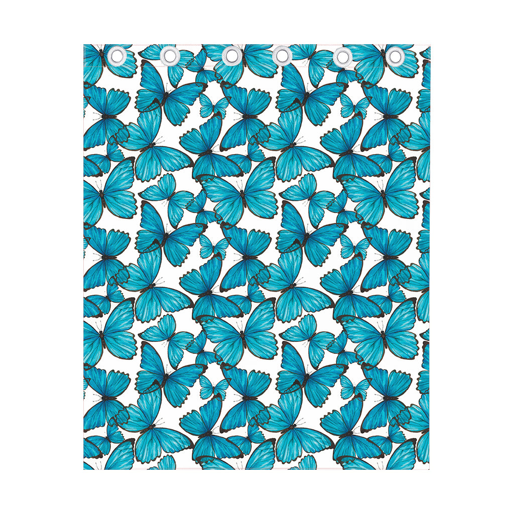 Blue Watercolor Butterfly Pattern Print Curtain