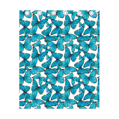Blue Watercolor Butterfly Pattern Print Curtain