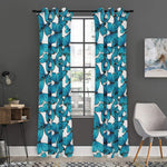Blue Watercolor Butterfly Pattern Print Curtain