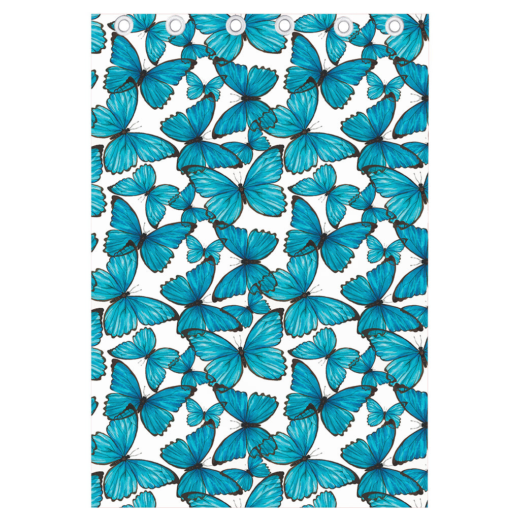 Blue Watercolor Butterfly Pattern Print Curtain