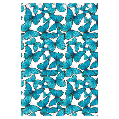 Blue Watercolor Butterfly Pattern Print Curtain