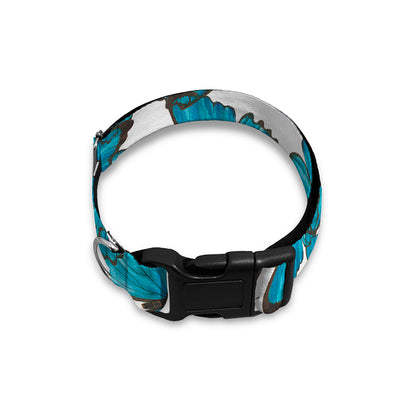 Blue Watercolor Butterfly Pattern Print Dog Collar