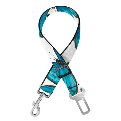 Blue Watercolor Butterfly Pattern Print Dog Seat Belt