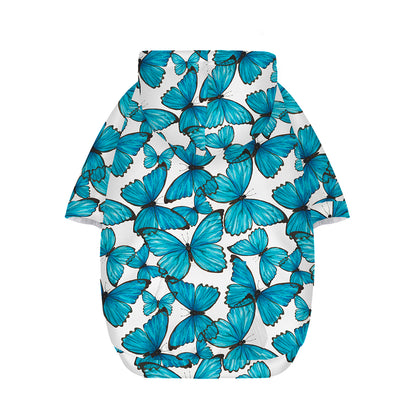 Blue Watercolor Butterfly Pattern Print Dog Zip Up Hoodie