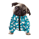 Blue Watercolor Butterfly Pattern Print Dog Zip Up Jacket