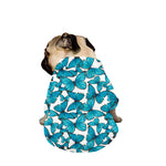 Blue Watercolor Butterfly Pattern Print Dog Zip Up Jacket