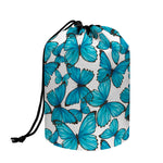 Blue Watercolor Butterfly Pattern Print Drawstring Makeup Bag