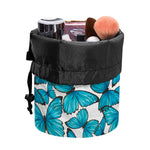 Blue Watercolor Butterfly Pattern Print Drawstring Makeup Bag